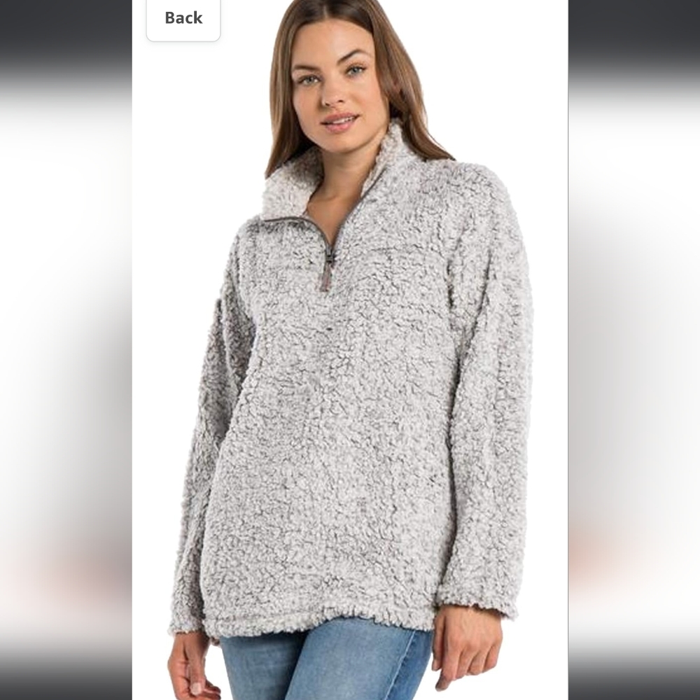 DYLAN TRUE GRIT Gray Sherpa 1/4 zip pullover sz L